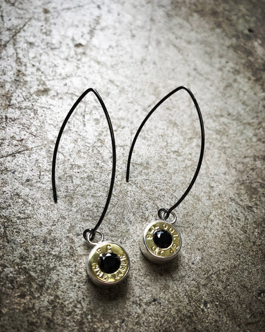 black onyx bush bling charm earrings
