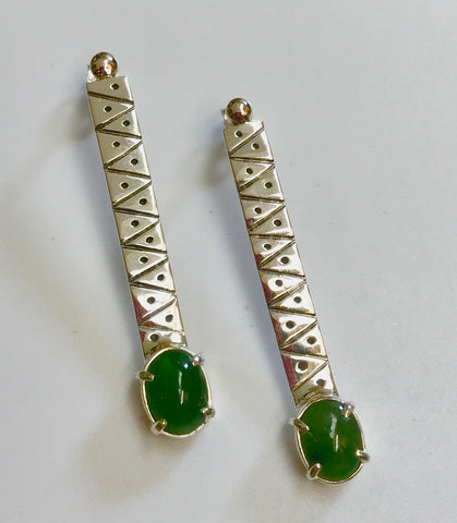 pounamu growth earrings -mid/dark inclusion