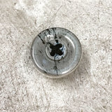 grey & black argillite button ring -large