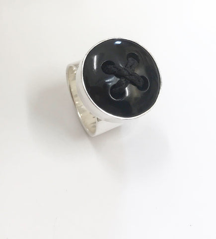 black argillite button ring (med)