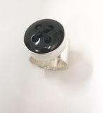 black argillite button ring (med)