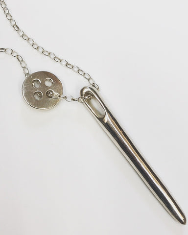 needle & button pendant (large)