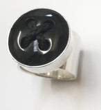black argillite button ring (med)