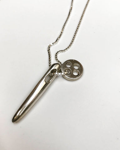 needle & button pendant (small)
