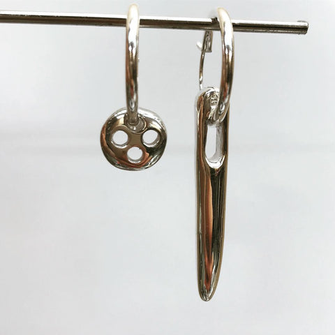 needle & button earrings