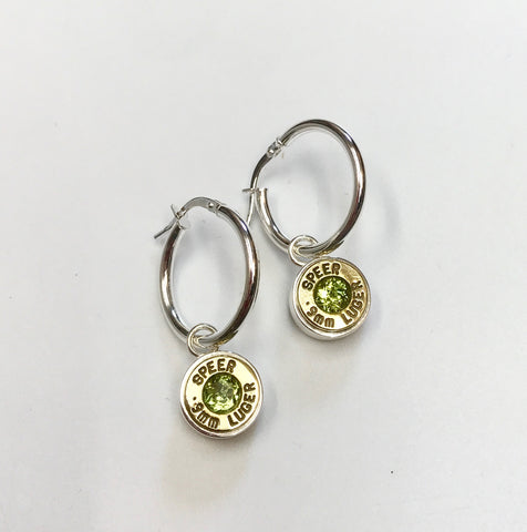 bush bling bullet charm hoops peridot