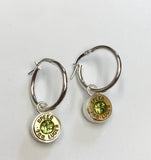 bush bling bullet charm hoops peridot