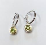 bush bling bullet charm hoops peridot