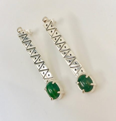 pounamu growth earrings -mid/light inclusion