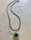 licorice bullseye pendant-  light pounamu