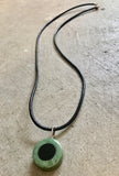 licorice bullseye pendant-  light pounamu