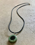 licorice bullseye pendant-  light pounamu