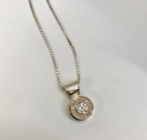 rose bush bling pendant -clear zirconia