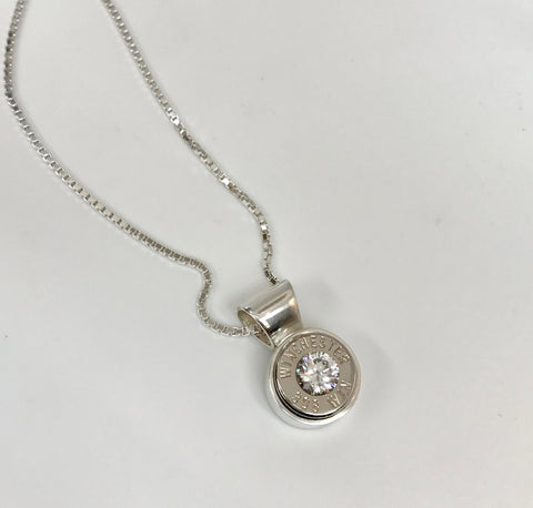 bush bling pendant - med silver plate bullet
