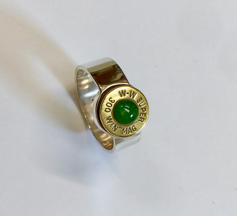hunter ring  (light pounamu inlay)