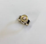 lady hunter ring - med band, small bullet clear zirconia