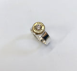 lady hunter ring - med band, small bullet clear zirconia