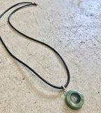 licorice bullseye pendant-  light pounamu