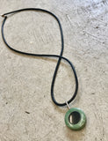 licorice bullseye pendant-  light pounamu