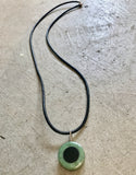 licorice bullseye pendant-  light pounamu
