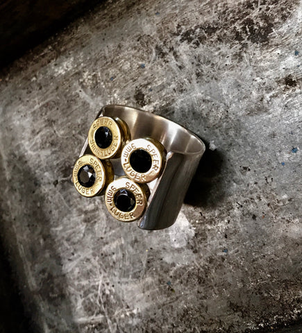 button buck ring (faceted onyx)